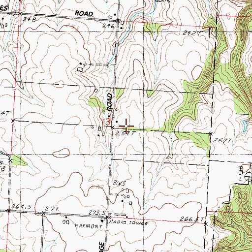 Topographic Map of Harmony Hill School (historical), IL