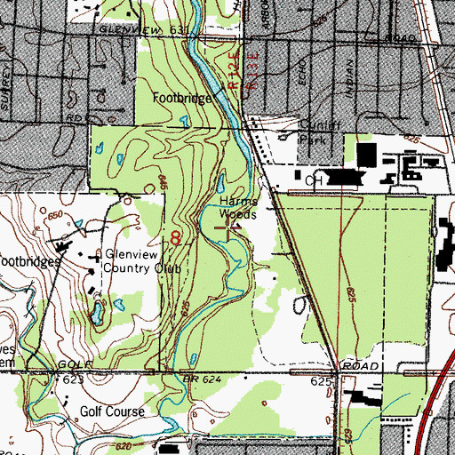 Topographic Map of Harms Woods, IL