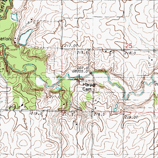 Topographic Map of Harper Cemetery, IL