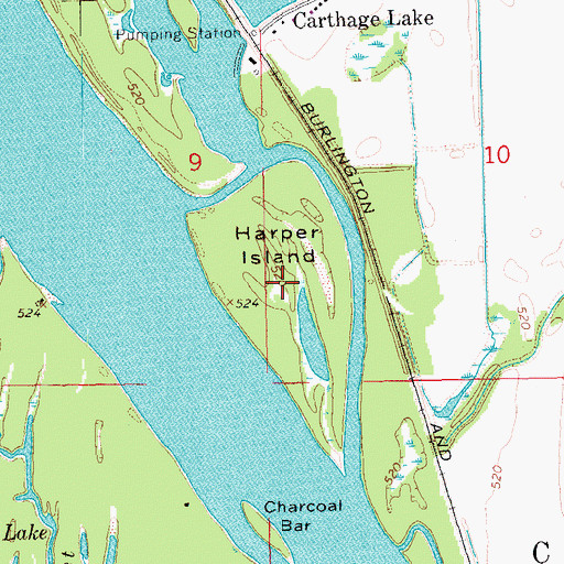 Topographic Map of Harper Island, IL