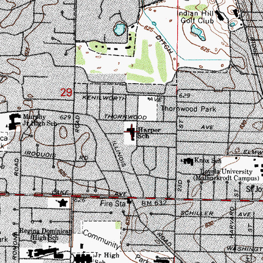Topographic Map of Harper Elementary School, IL