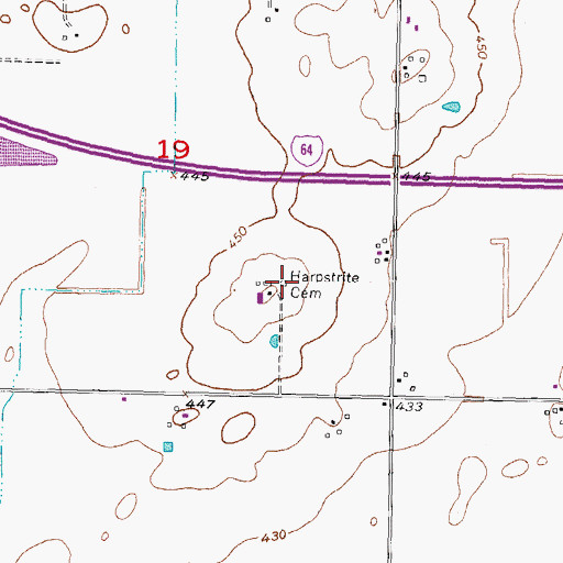 Topographic Map of Harpstrite Cemetery, IL