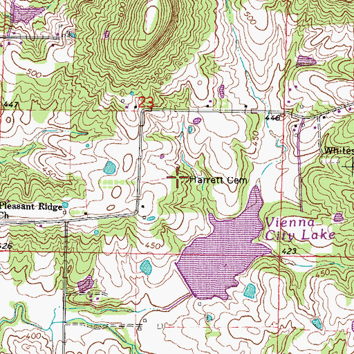 Topographic Map of Harrett Cemetery, IL