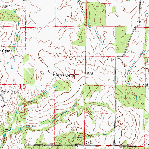 Topographic Map of Harris Cemetery, IL