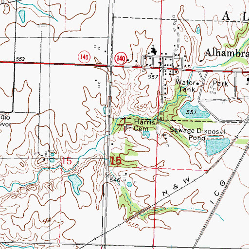Topographic Map of Harris Cemetery, IL