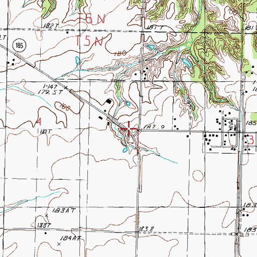 Topographic Map of Harris Cemetery, IL