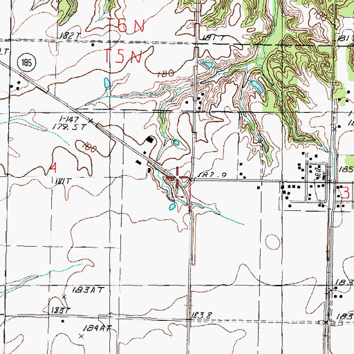 Topographic Map of Harris Cemetery, IL