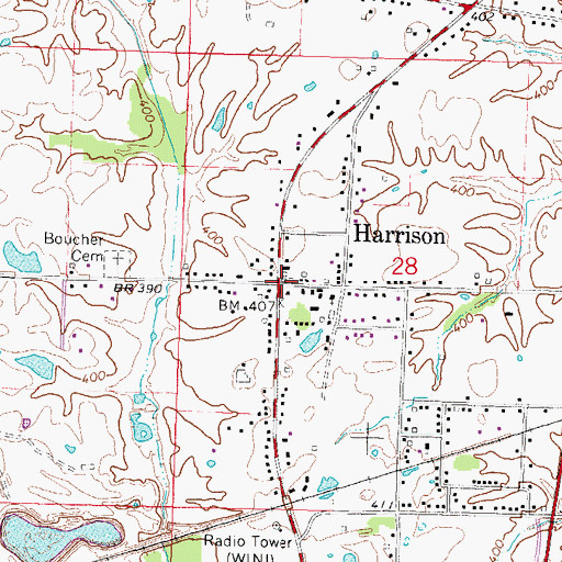 Topographic Map of Harrison, IL