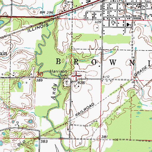 Topographic Map of Harrison Cemetery, IL