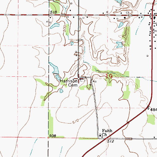 Topographic Map of Harrison Cemetery, IL