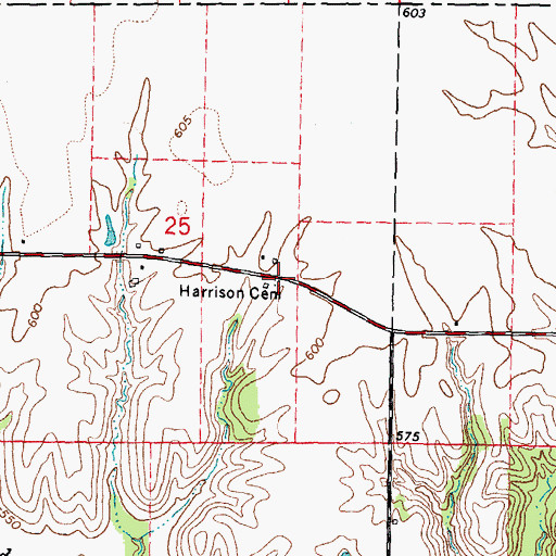 Topographic Map of Harrison Cemetery, IL