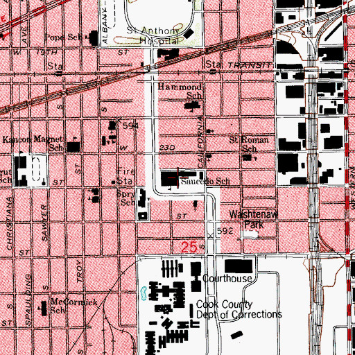Topographic Map of Carter H Harrison Technical High School (historical), IL