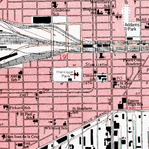 Topographic Map of Harrison Park, IL