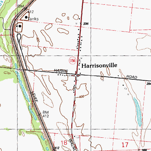 Topographic Map of Harrisonville, IL