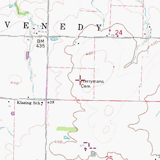 Topographic Map of Harrymans Cemetery, IL