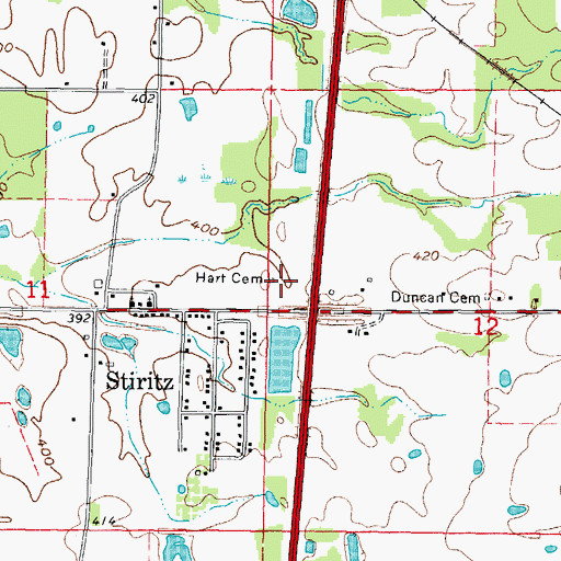 Topographic Map of Hart Cemetery, IL