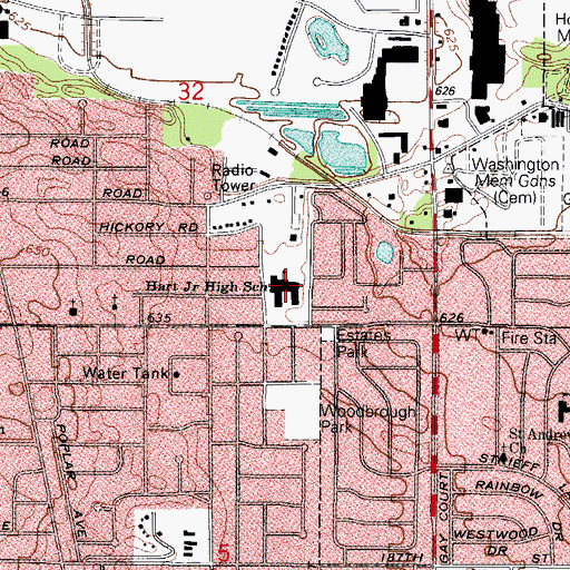 Topographic Map of James Hart Junior High School, IL