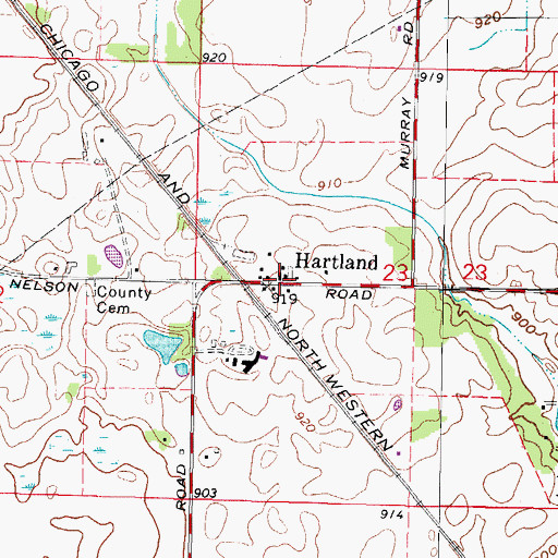 Topographic Map of Hartland, IL