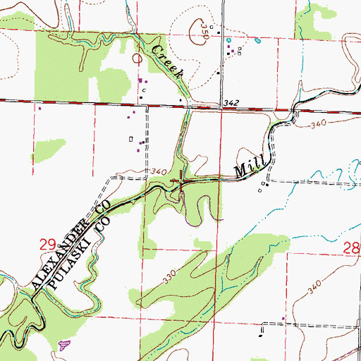 Topographic Map of Hartline Creek, IL