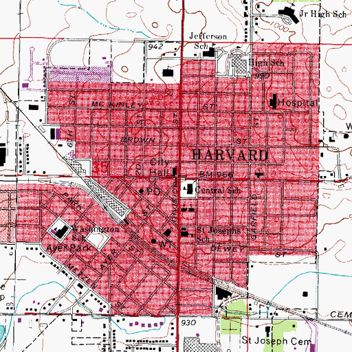 Topographic Map of Harvard, IL