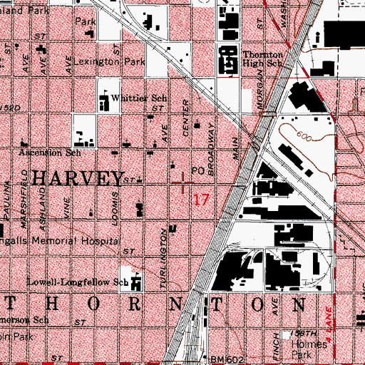 Topographic Map of Harvey, IL