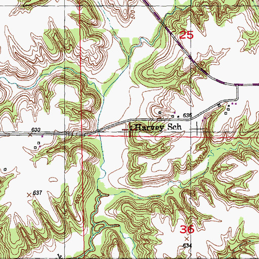Topographic Map of Harvey School (historical), IL