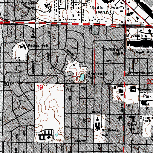 Topographic Map of Hasbrook Park, IL