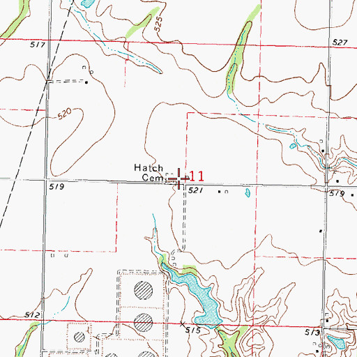 Topographic Map of Hatch Cemetery, IL