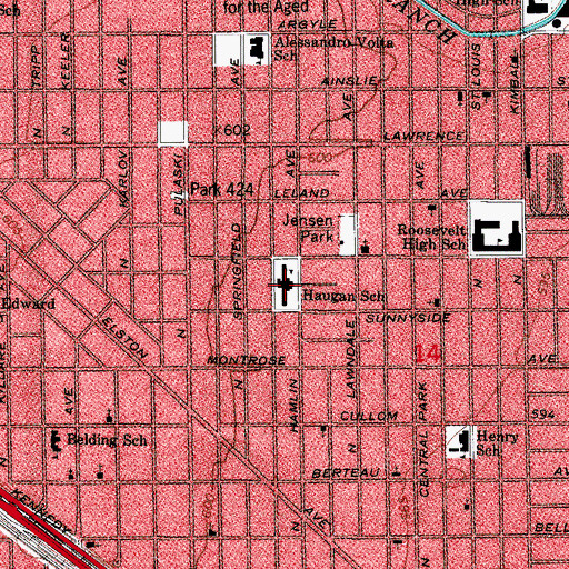 Topographic Map of Haugan Elementary School, IL