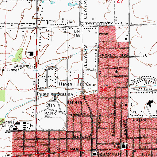 Topographic Map of Haven Hill Cemetery, IL