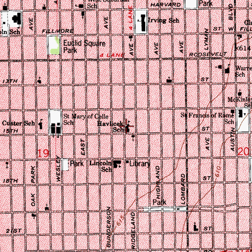 Topographic Map of Karel Havlicek Elementary School, IL