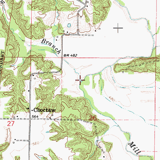 Topographic Map of Haw Branch, IL