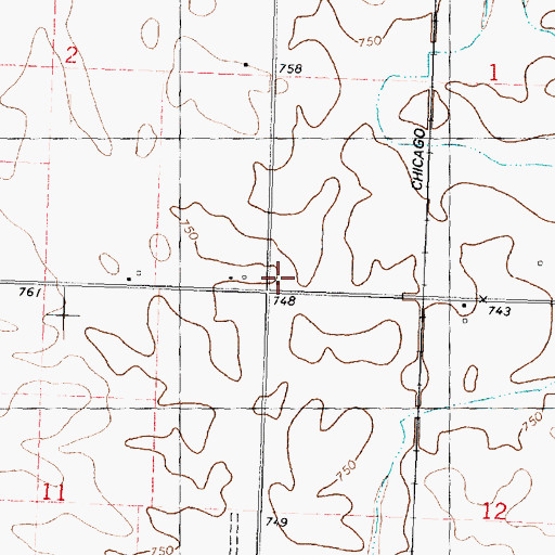 Topographic Map of Hawley School (historical), IL