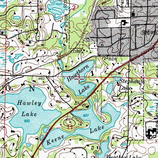 Topographic Map of Hawthorn Lake, IL