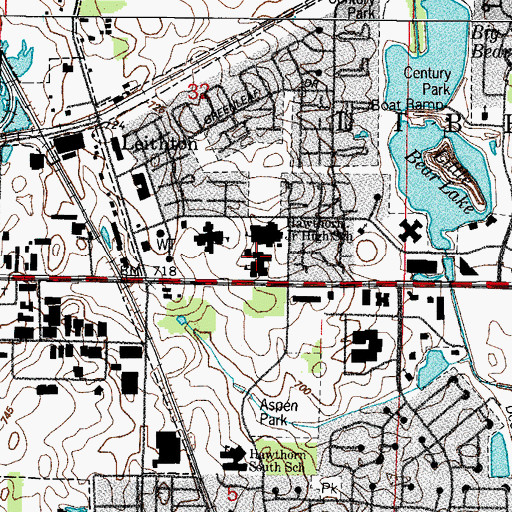 Topographic Map of Hawthorn Junior High School, IL
