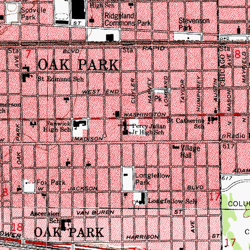 Topographic Map of Hawthorne School, IL