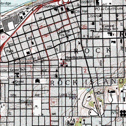 Topographic Map of Hawthorne-Irving Elementary School, IL
