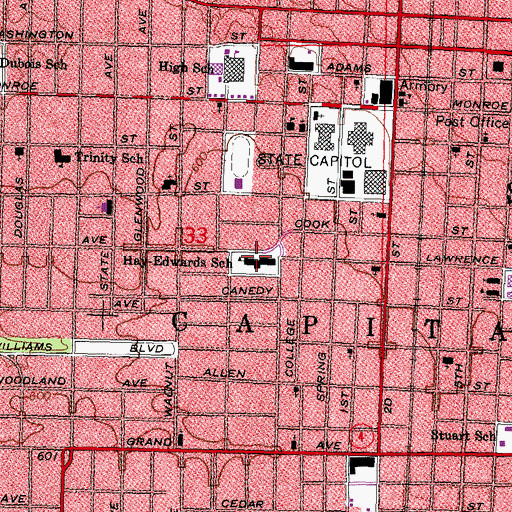 Topographic Map of Hay-Edwards Elementary School, IL