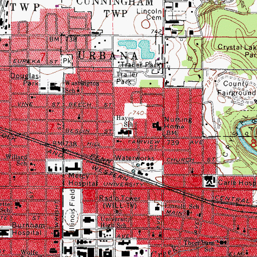 Topographic Map of M L King Junior Elementary School, IL