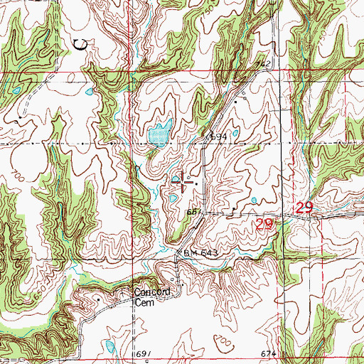 Topographic Map of Hazel Bluff School (historical), IL