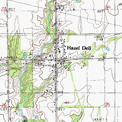 Topographic Map of Hazel Dell, IL