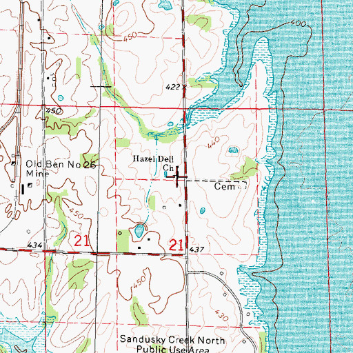 Topographic Map of Hazel Dell Free Will Baptist Church, IL