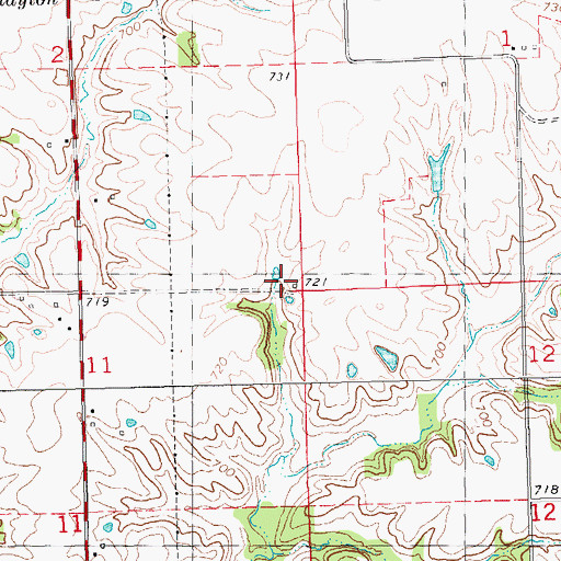 Topographic Map of Hazel Dell School (historical), IL