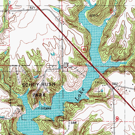 Topographic Map of Hazel Dell School (historical), IL