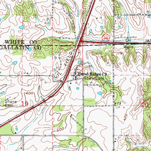 Topographic Map of Hazel Ridge Church, IL