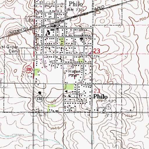 Topographic Map of Hazem Park, IL