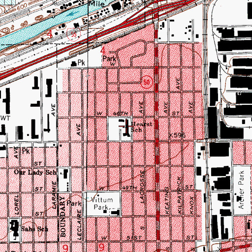 Topographic Map of Hearst Elementary School, IL