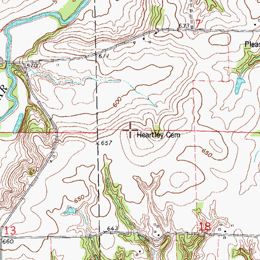 Topographic Map of Heartley Cemetery, IL