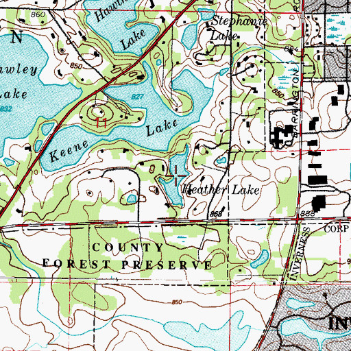Topographic Map of Heather Lake, IL