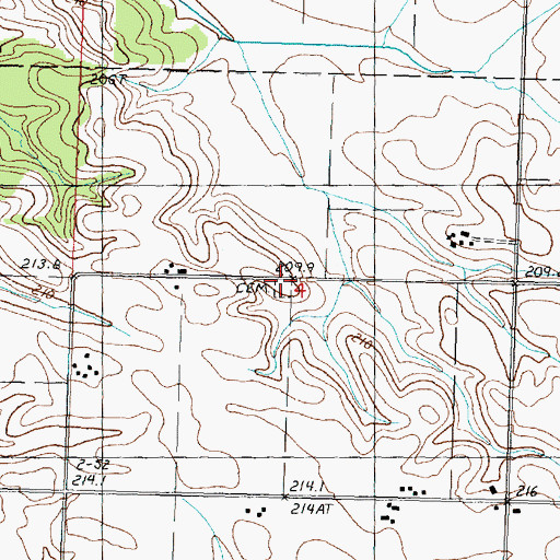 Topographic Map of Heaton Cemetery, IL
